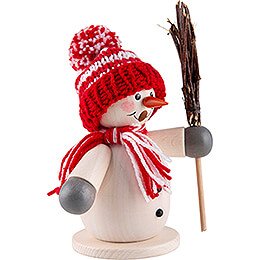 Smoker - Snowman with Broom Red - 15 cm / 5.9 inch
