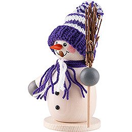 Smoker - Snowman with Broom Purple - 15 cm / 5.9 inch