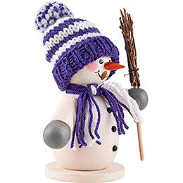 Smoker - Snowman with Broom Purple - 15 cm / 5.9 inch