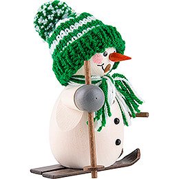 Räuchermännchen Schneemann auf Ski grün - 15 cm