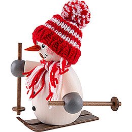 Räuchermännchen Schneemann auf Ski rot - 15 cm