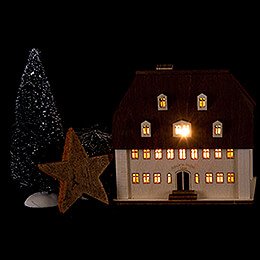 Lighted House - School - 9,5 cm / 3.7 inch