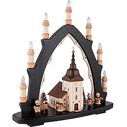 Candle Arch - Village Church with Carolers - 43x42 cm / 16.9x16.5 inch