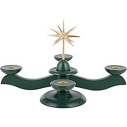 Candle Holder - Width Christmas Star and Advent Green - 29x29x26 cm / 11.4x11.4x10.2 inch