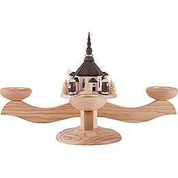 Candle Holder - Seiffen Church with Carolers Natural - 26 cm / 10.2 inch