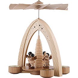 1-Tier Pyramid - Four Angels Natural with Wind Instruments - 26,5x21x16 cm / 10.4x8.6x6.3 inch