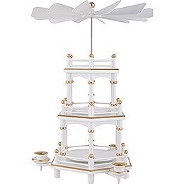 3-Tier Pyramid - White-Gold - without Figurines - 35 cm / 13.8 inch