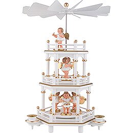 3-Tier Pyramid - White-Gold - without Figurines - 35 cm / 13.8 inch