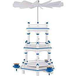 3-Tier Pyramid - White-Blue - without Figurines - 35 cm / 13.8 inch