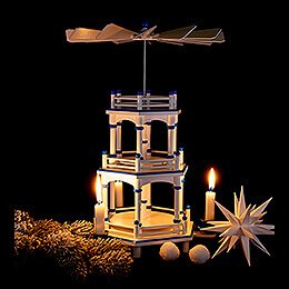 3-Tier Pyramid - White-Blue - without Figurines - 35 cm / 13.8 inch
