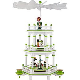 3-Tier Pyramid - White-Green - without Figurines - 35 cm / 13.8 inch