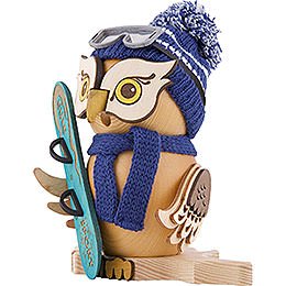 Smoker - Owl with Snow Board - 15 cm / 5.9 inch