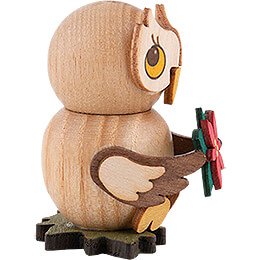 Owl Child with Christmas Flower - 4 cm / 1.6 inch
