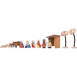Nativity Set of 15 Pieces Colored - 11 cm / 4.3 inch
