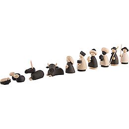 Nativity Set of 11 Pieces Natural/Anthracite - small - 7 cm / 2.8 inch