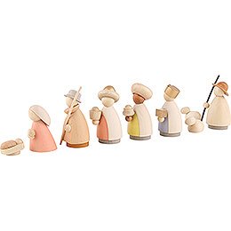 Nativity Set of 9 Pieces Colored - Small - 7 cm / 2.8 inch