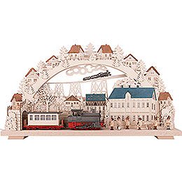 3D Candle Arch - Railway with smoking Engine - 70x38 cm / 27.6x15 inch