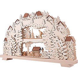3D Candle Arch - Forest - with Deer and Forester - 70x38 cm / 27.6x15 inch