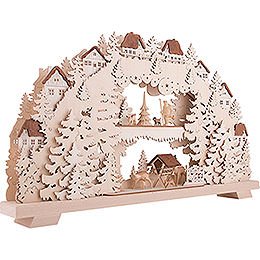 3D Candle Arch - Forest - with Deer and Forester - 70x38 cm / 27.6x15 inch