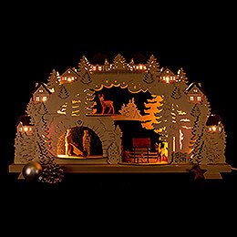 3D Candle Arch - Mining - with Deer and Miners - 70x38 cm / 27.6x15 inch