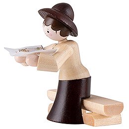 Thiel-Figur Wandersfrau auf Bank - natur - 5,5 cm