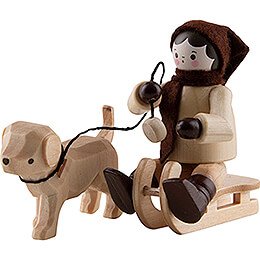 Thiel Figurine - Girl with Dog Sled - natural - 5,5 cm / 2.2 inch