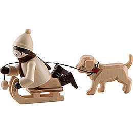 Thiel Figurine - Boy with Dog Sled - natural  - 5,5 cm / 2.2 inch