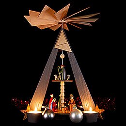 2-stöckige Pyramide Christi Geburt grau - 36 cm