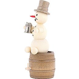 Schneemann mit Krug auf Bierfaß - 13 cm