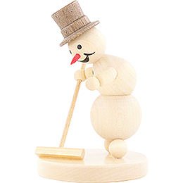 Snowman Curling Player with Broom - 12 cm / 4.7 inch