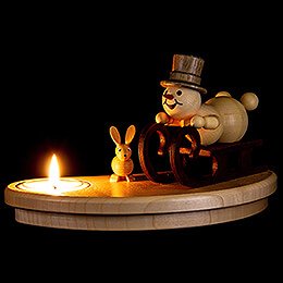 Tea Light Holder - Snowman with Sled - 9 cm / 3.5 inch