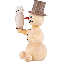 Snowman with Snowy Owl sitting - 12 cm / 4.7 inch