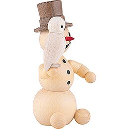 Snowman with Snowy Owl sitting - 12 cm / 4.7 inch