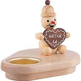 Tea Light Holder - Junior with Gingerbread Heart - 8 cm / 3.1 inch