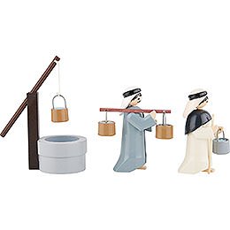Water Carriers with Well, Set of Three, Colored - 7 cm / 2.8 inch