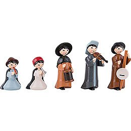 Musicians, Set of Five, Colored - 7 cm / 2.8 inch