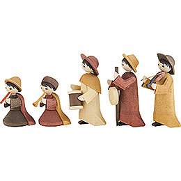 Musicians, Set of Five, Stained - 7 cm / 2.8 inch