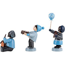 Winter Children with Gingerbread - 3 pcs. - blue - 7 cm / 2.8 inch