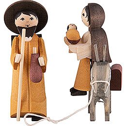 Maria und Josef auf Esel gebeizt - 7 cm