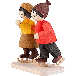 Winter Children Ice-Skating Couple - stained - 7 cm / 2.8 inch