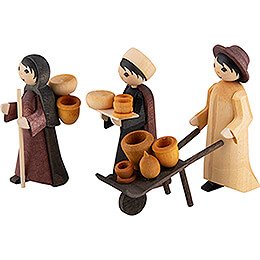 Pottery Sellers, Set of Three, Stained - 7 cm / 2.8 inch