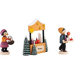Winter Children Candle Sellers - 3 pcs. - stained - 7 cm / 2.8 inch
