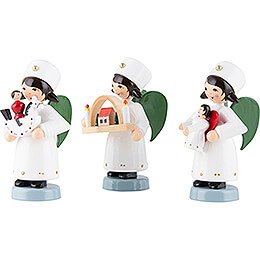 Christmas Angel Ore Mountains, Set of Three, Colored - 7 cm / 2.8 inch