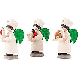 Christmas Angel Ore Mountains, Set of Three, Stained - 7 cm / 2.8 inch