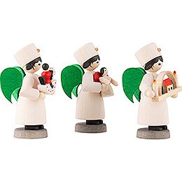 Christmas Angel Ore Mountains, Set of Three, Stained - 7 cm / 2.8 inch