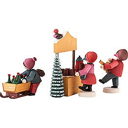 Winter Children Kid's Punch Seller - 4 pcs. - stained - 7 cm / 2.8 inch