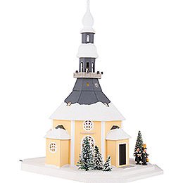 Lichterhaus Seiffener Kirche mit Kurrende und Weihnachtsbaum - 42 cm
