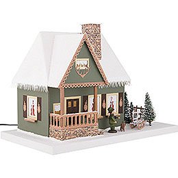 Lichterhaus Altes Forsthaus mit Weihnachtsbaum - 25 cm