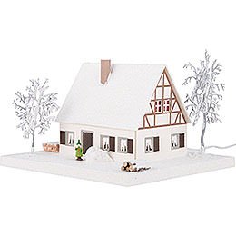 Lighted House Timber-Framed Ore Mountains Home - 11,5 cm / 4.5 inch