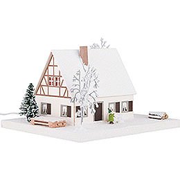 Lighted House Timber-Framed Ore Mountains Home - 11,5 cm / 4.5 inch